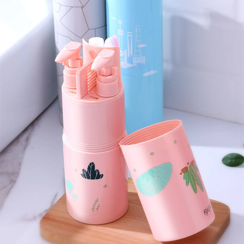 Travel Toothbrush Storage Box Portable Student Washing and Brushing Cup Travel Cute Girl Tooth Cylinder Mouthwash Cup Set