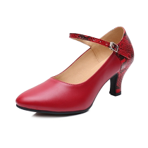 Autumn and winter new Baotou Latin dance shoes for women adult modern social dance shoes professional soft-soled square dance shoes genuine leather