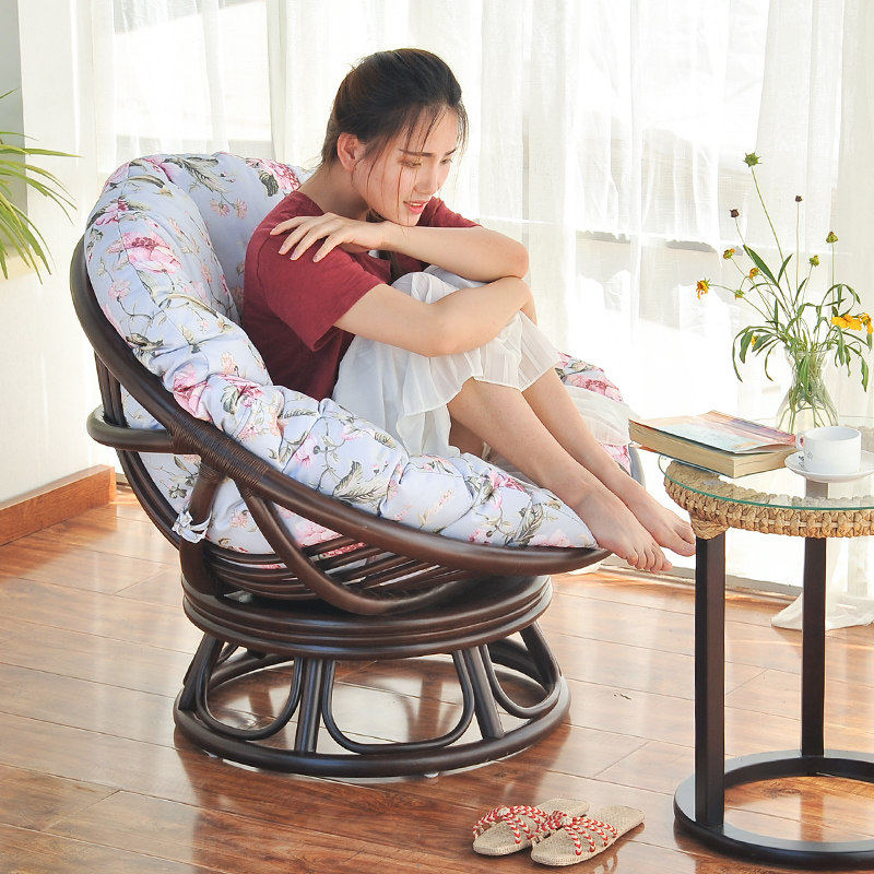 Single sofa chair lazy rotating radar chair simple modern living room bedroom rattan chair balcony reclining leisure chair