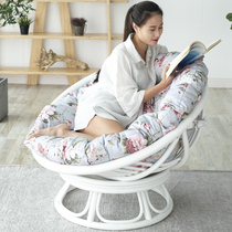  Single sofa chair Lazy rotating rattan chair Simple modern living room Bedroom rattan chair Balcony lying leisure chair