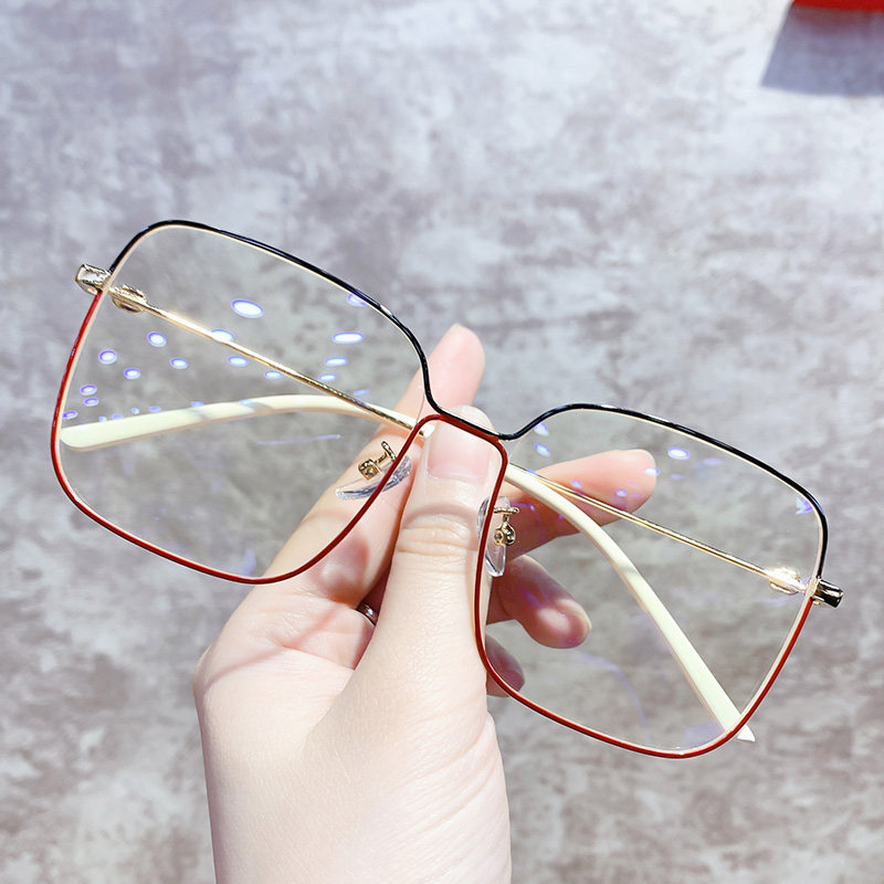 Square large frame Nearsightedness Glasses female vegan face with a large face and thin face can be equipped with degree eyes finished Korean version of the tide