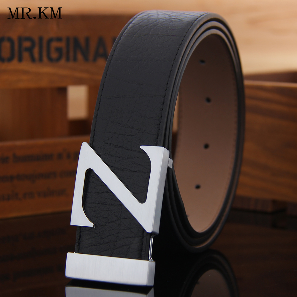 MR KM first layer cowhide with matte cowhide Z-shaped copper buckle business gift belt smooth buckle belt men