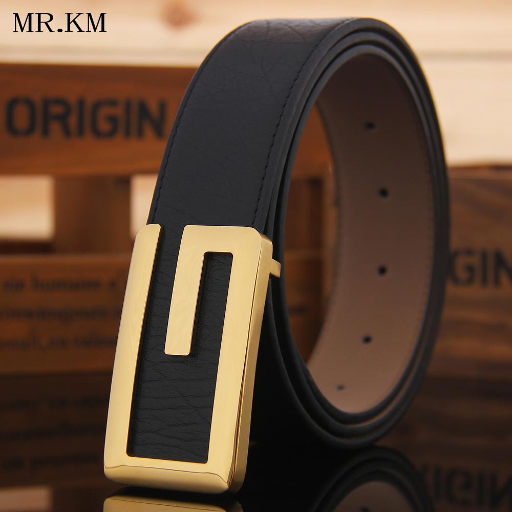 MR KM belt men's G buckle copper buckle head layer cowhide with frosted bottom fashion smooth buckle pants belt youth belt