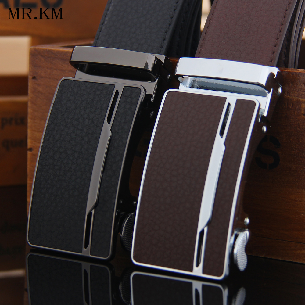 MR KM Classic Atmospheric Belt Men's Inlaid Automatic Buckle Belt Frosted cowhide belt can be cut short tide
