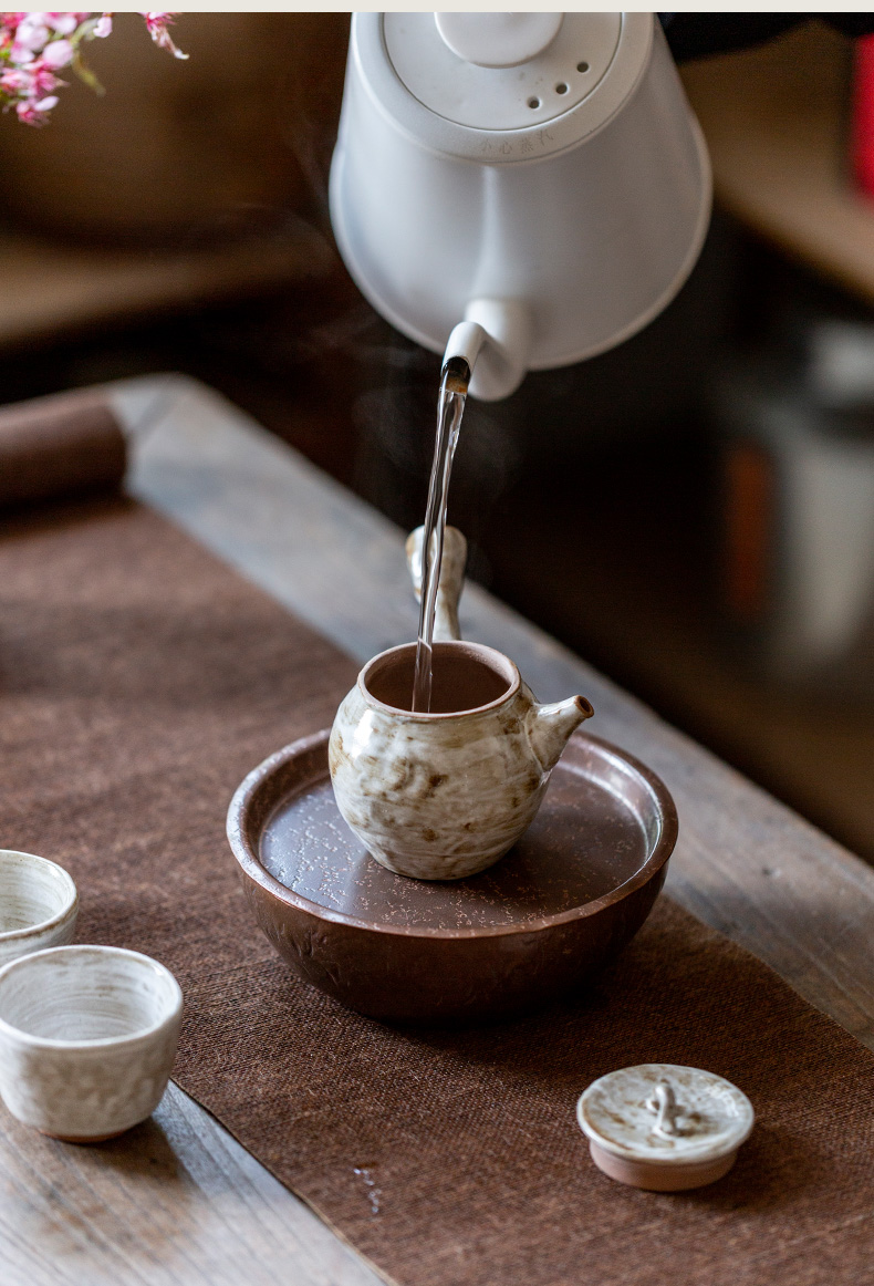 Ultimately responds to hand the wood up change retro side put the pot of Japanese tea set single pot of a single filter ceramic checking teapot