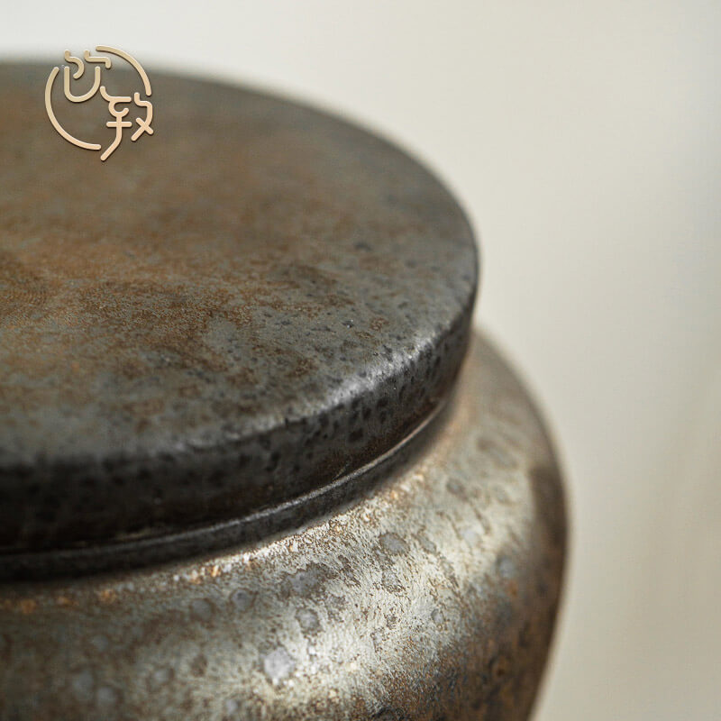 Ultimately responds to the gold large tank storage of jingdezhen ceramic tea POTS manually coarse pottery tea warehouse home tea tea
