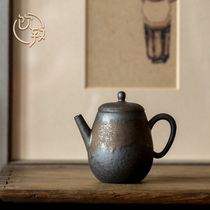 Drink-to-white gold glazed kiln changing tea pot Japanese style retro one person with mini ceramic utiliturt tea with teapot small capacity