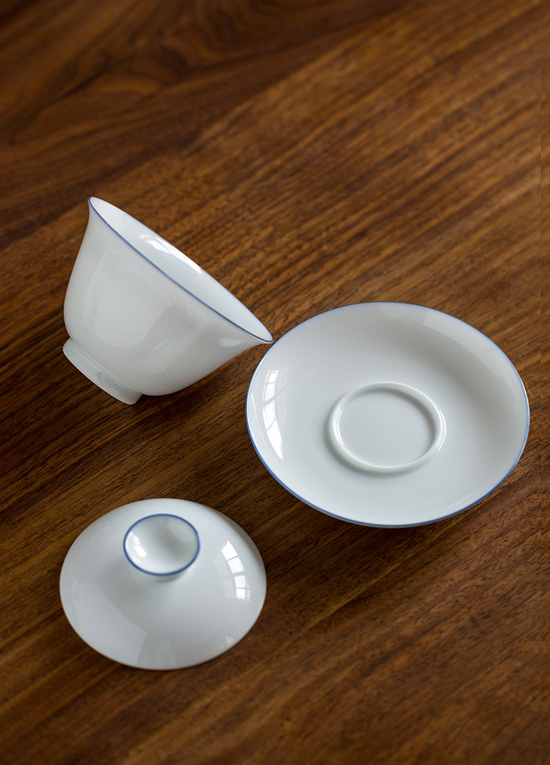 Ultimately responds to jingdezhen only three tureen tea cup single sweet white porcelain kung fu tea set household ceramic thin foetus to use