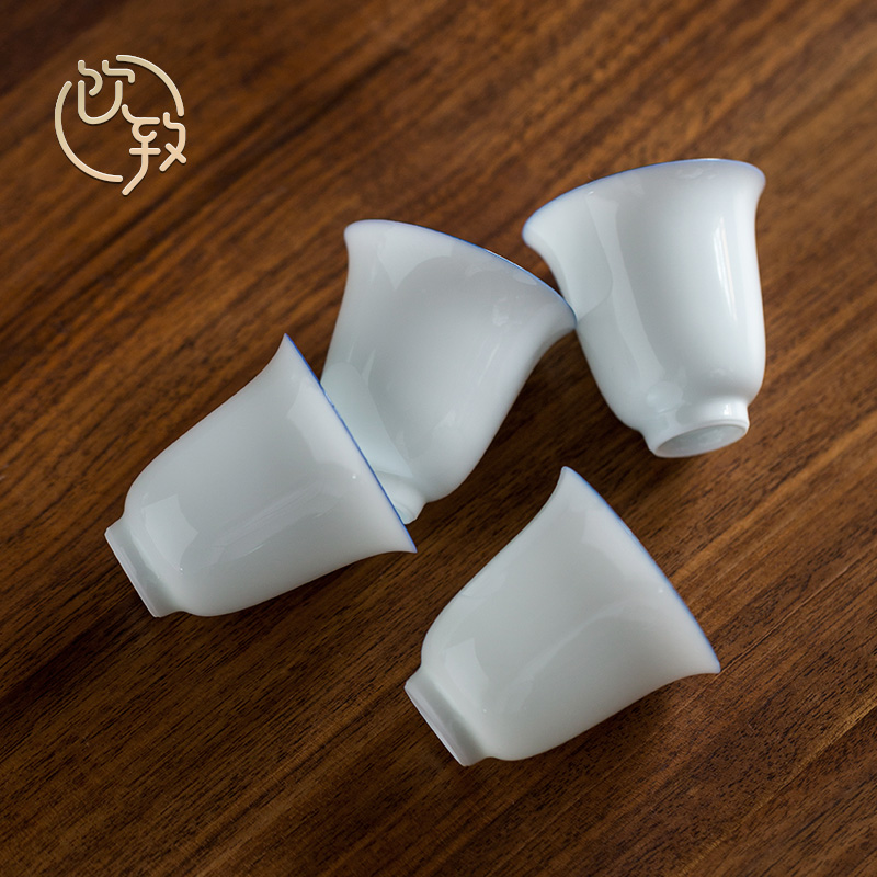 Ultimately responds to jingdezhen sweet white porcelain teacup manual sample tea cup large master cup household glass cup kung fu tea set
