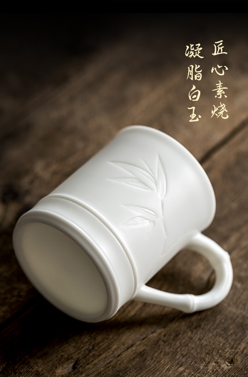 Ultimately responds to dehua white porcelain biscuit firing office cup of jade porcelain ceramic mugs to ultimately responds cup individual cup home tea cup