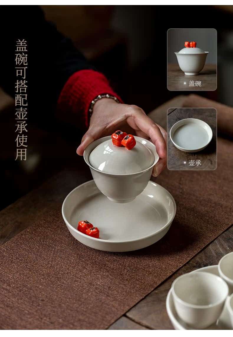 Ultimately responds to plant ash glaze manual tureen jingdezhen domestic tea tea set is not a single three cups of the bowl bowl