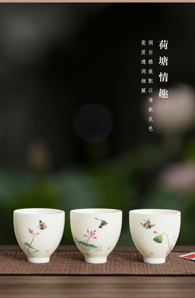 Ultimately responds to dehua white porcelain single CPU full checking ceramic sample tea cup large master cup tea set personal cup single CPU