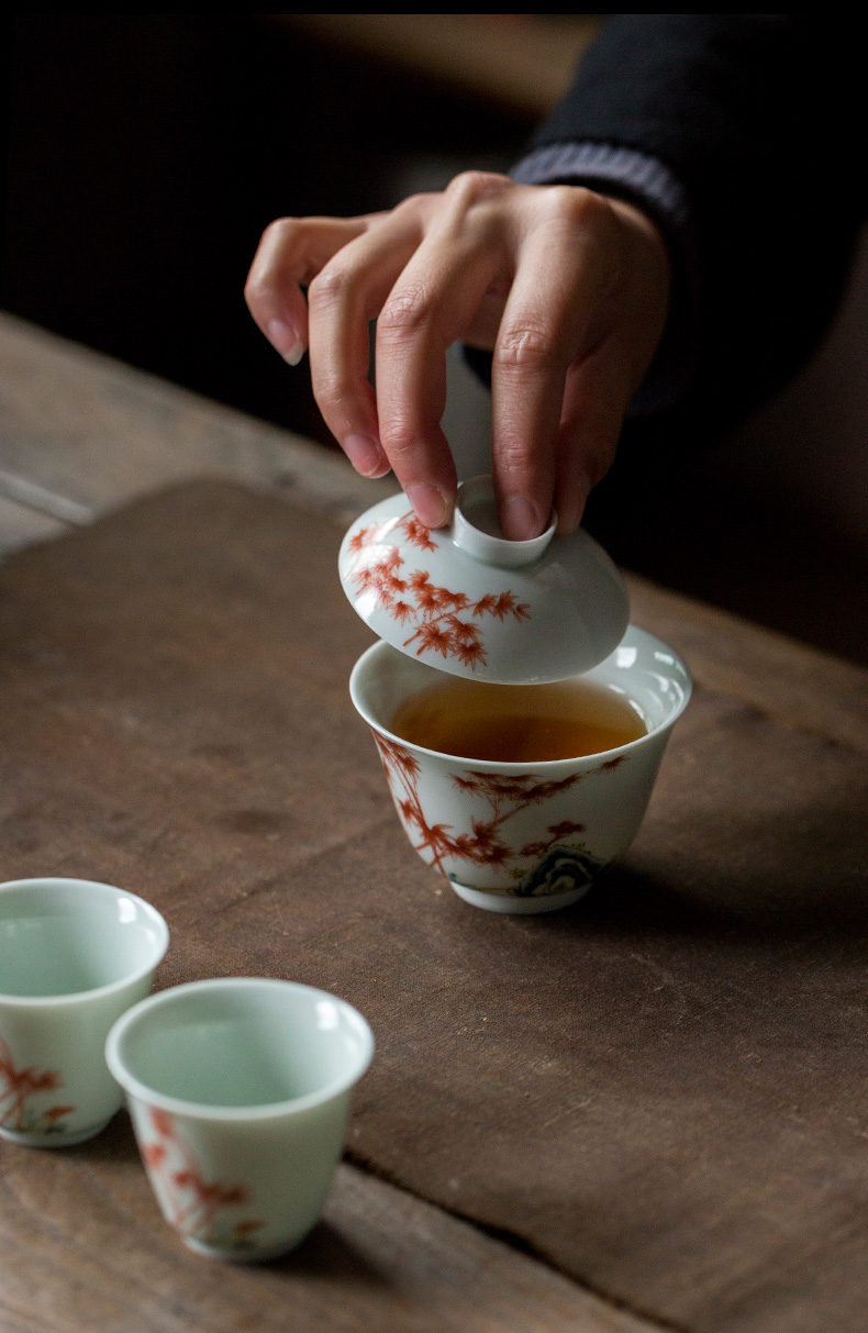 Ultimately responds to restore ancient ways tureen jingdezhen manual only three bowl of individual not hot Chinese tea bowl large tea cups