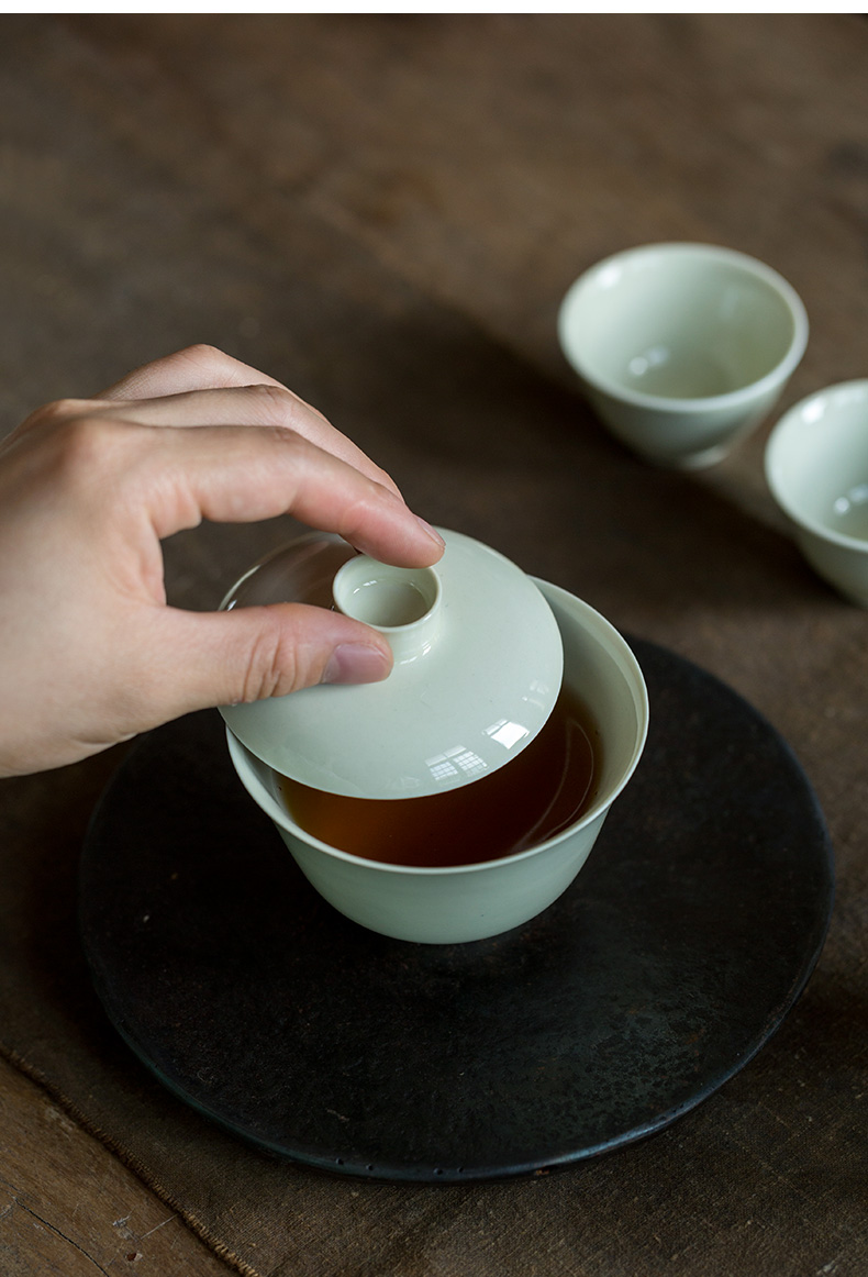 Ultimately responds to little rock tea tureen single jingdezhen with cover three cups to make tea bowl of tea tea set no hot, no