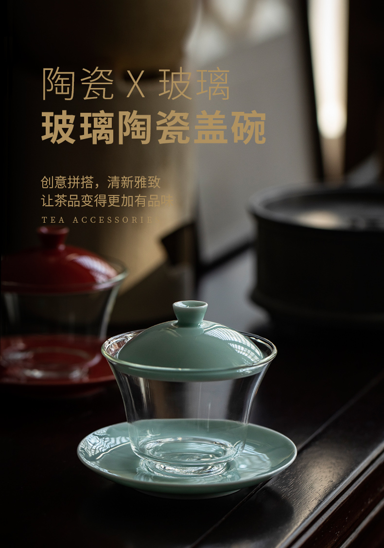 Tureen not hot three cups to ultimately responds to heat - resistant glass bowl of kung fu tea set a single transparent ceramic tea cup