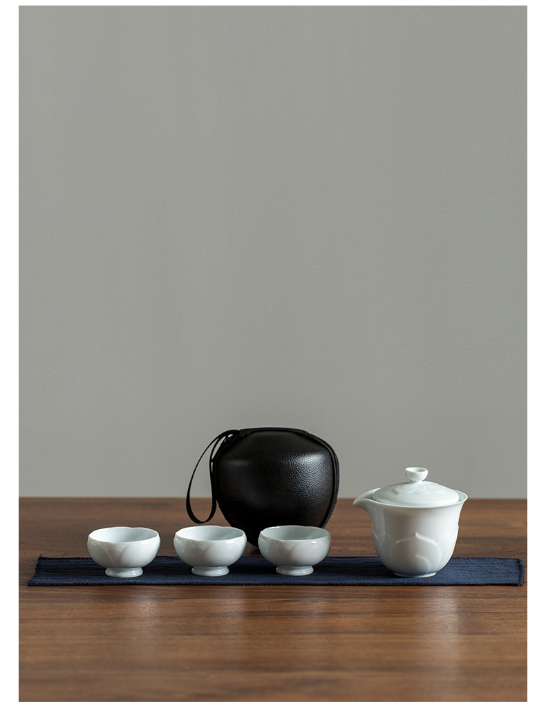 Ultimately responds to travel tea set kung fu tea set of small ceramic crack with a pot of three portable package