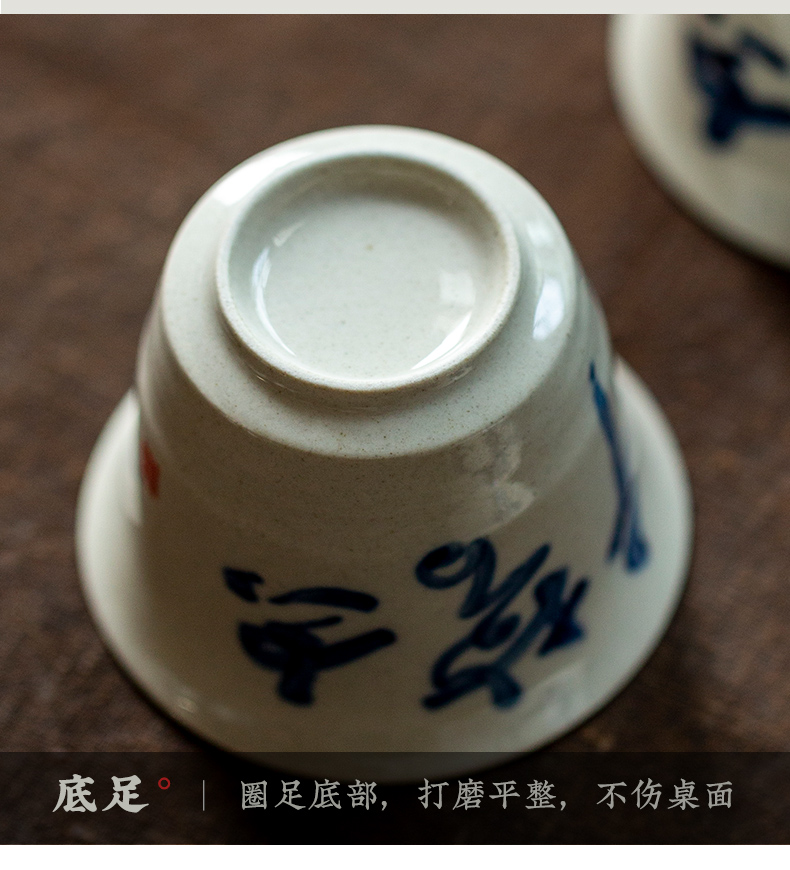 Ultimately responds to plant ash glaze sample tea cup jingdezhen blue and white porcelain hand - made teacup with personal cup single CPU master CPU