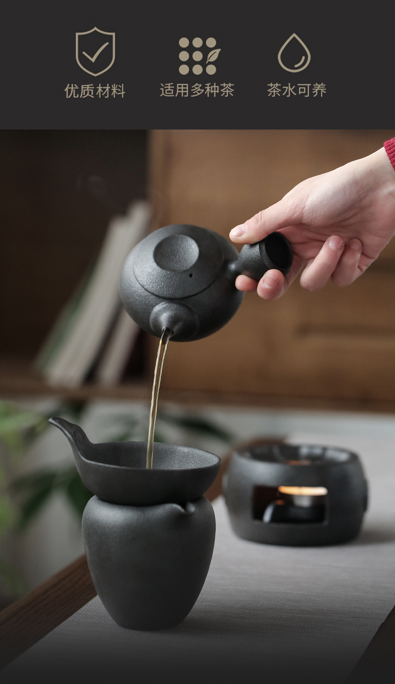 Ultimately responds, black pottery ceramic filter) tea tea set to restore ancient ways the tea from the stainless steel mesh