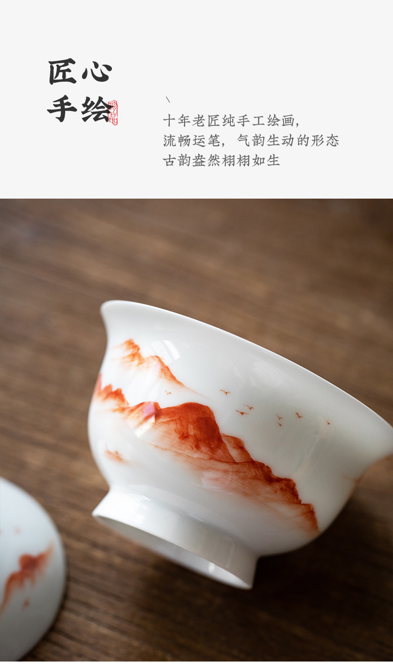 Ultimately responds to extra large tureen teacups hand - made kung fu to three bowl of blue and white porcelain cover cup antique tea tea bowl of tea set