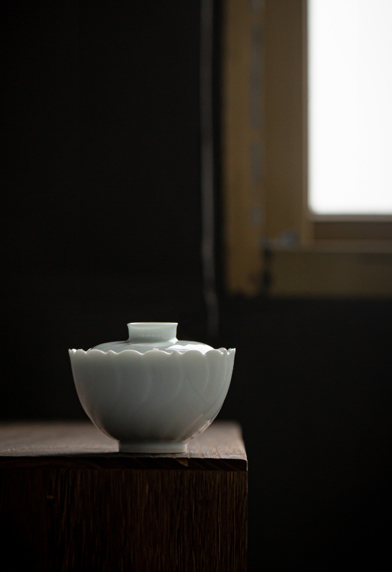 Make tea drinking three to tureen tea cups to jingdezhen ceramic bowl, single is not a hot celadon kung fu tea set