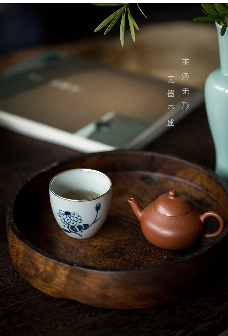 Ultimately responds to trace silver kung fu tea cups coppering. As the master CPU single CPU hand - made ceramic sample tea cup single tea cups