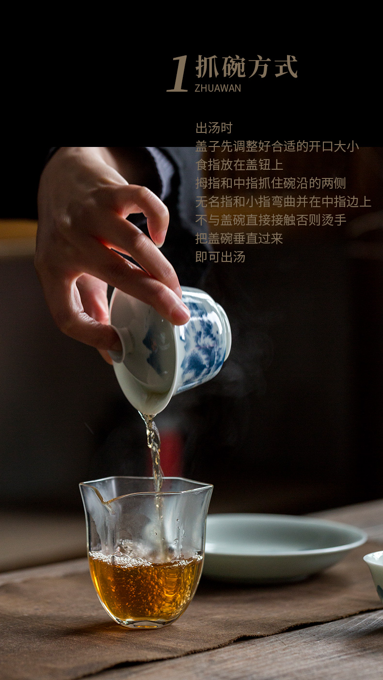 Ultimately responds to high - end glair of jingdezhen blue and white porcelain restoring ancient ways tureen large hot three single cup to make tea bowl