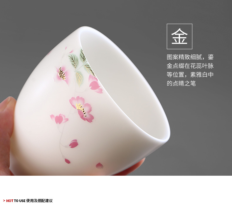 Ultimately responds to dehua white porcelain jade porcelain teacup large single kunfu tea cup a single master cup tea cups of tea by hand