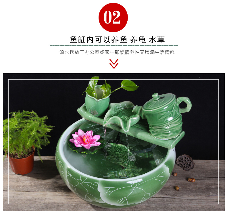 Package mail jingdezhen ceramic aquarium goldfish bowl lotus cylinder tortoise ceramic creative fish goldfish bowl aquarium