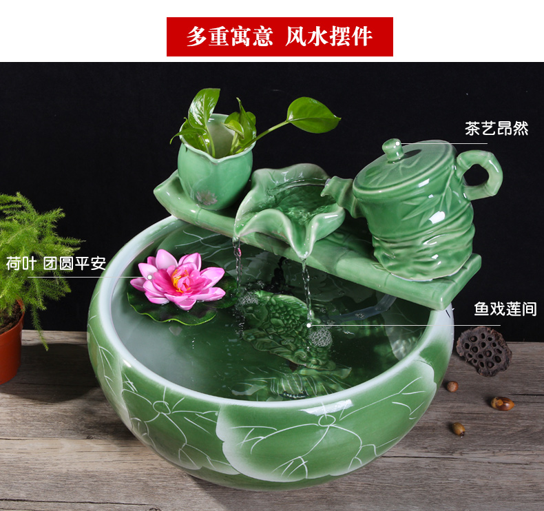 Package mail jingdezhen ceramic aquarium goldfish bowl lotus cylinder tortoise ceramic creative fish goldfish bowl aquarium