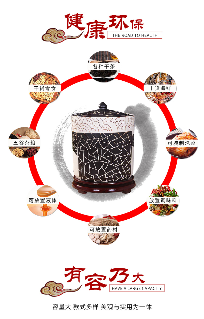 Jingdezhen kitchen household ceramic barrel storage bins with cover insect - resistant type seal tank cylinder storage tank