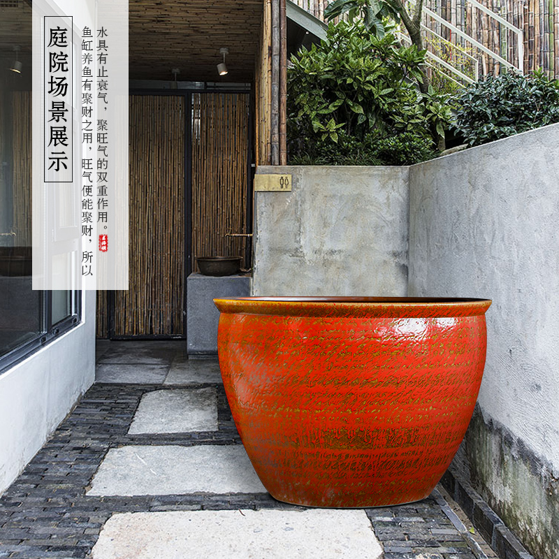 Package mail up ceramic aquarium 1 meter oversized tank porcelain jar water lily basin big bowl lotus lotus cylinder cylinder cylinder tortoise