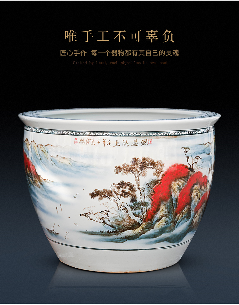 Packages mailed jingdezhen ceramic tank 1 m extra large household porcelain jar goldfish bowl sitting room of large courtyard tortoise cylinder