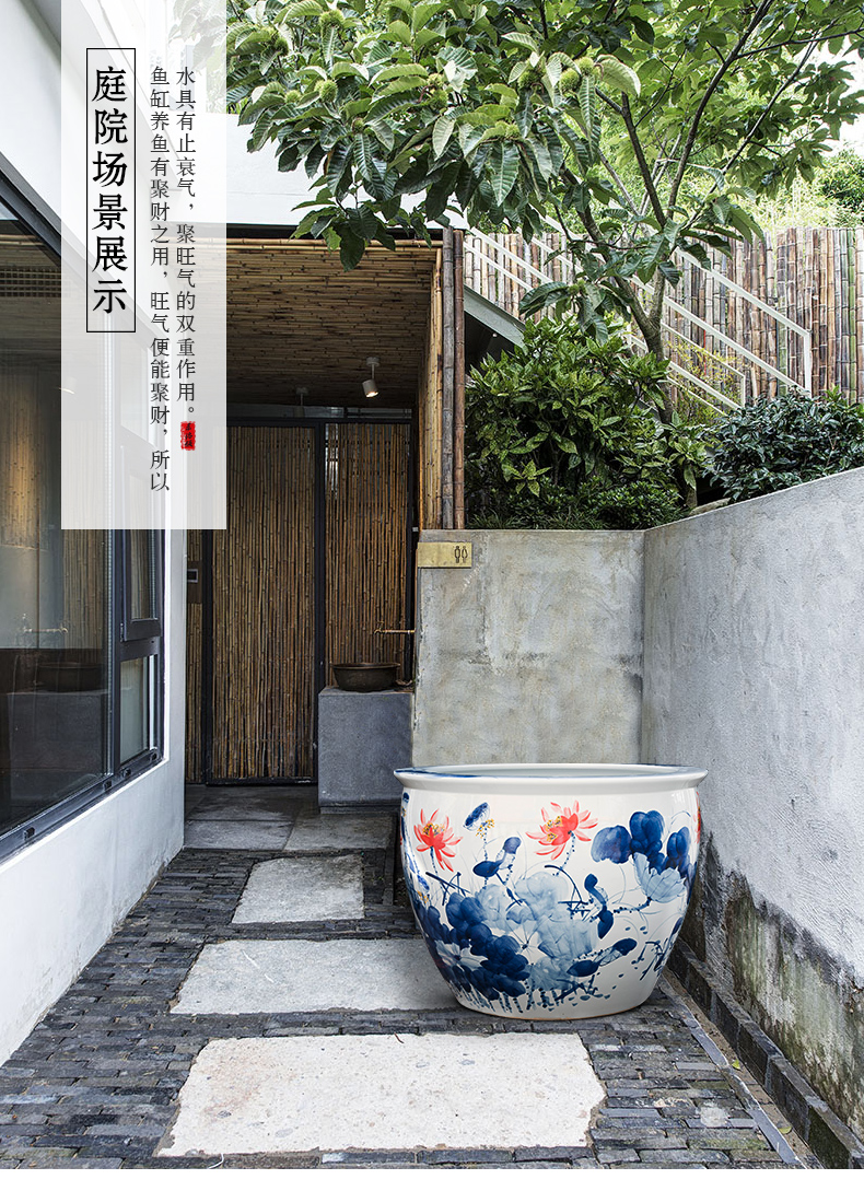 Jingdezhen ceramic aquarium pet gold fish tank water lily basin bowl lotus lotus cylinder cylinder tortoise GangPen sitting room place the flood water