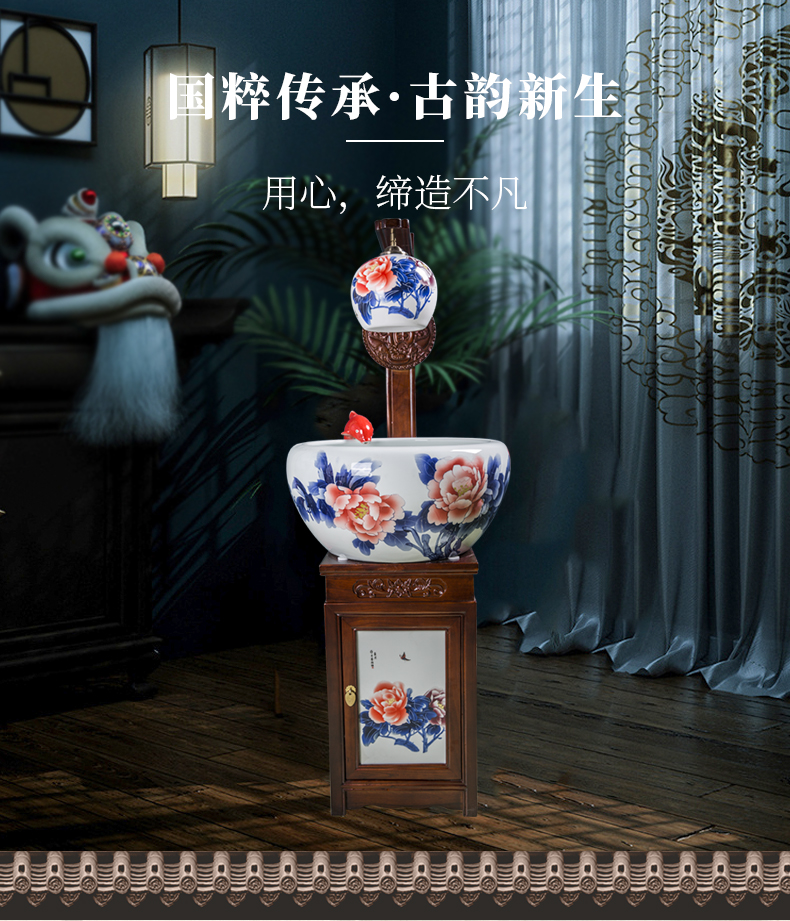 Jingdezhen ceramic decorative furnishing articles aquarium water fountain version into gift sitting room spray filter the goldfish bowl