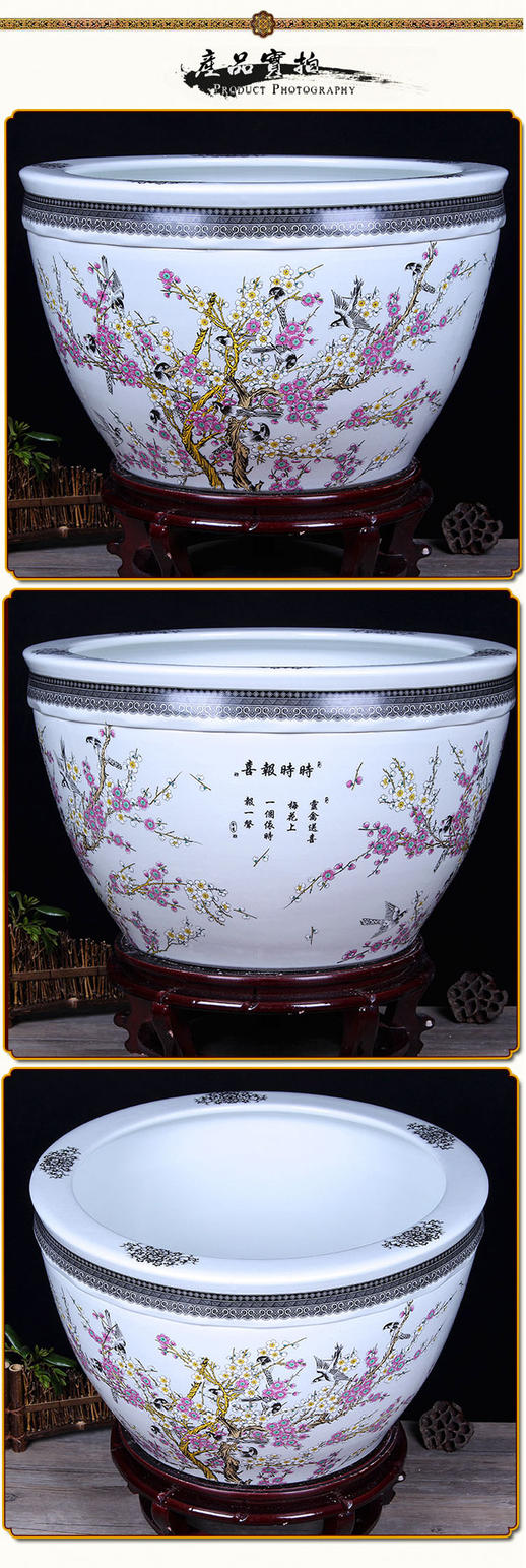 Jingdezhen ceramic aquarium pet gold fish tank water lily basin bowl lotus lotus cylinder cylinder tortoise GangPen sitting room place the flood water