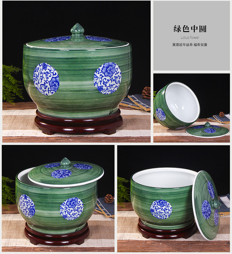 Art spirit of jingdezhen ceramic barrel ricer box store meter box with cover insect - resistant seal tank cylinder storage tank