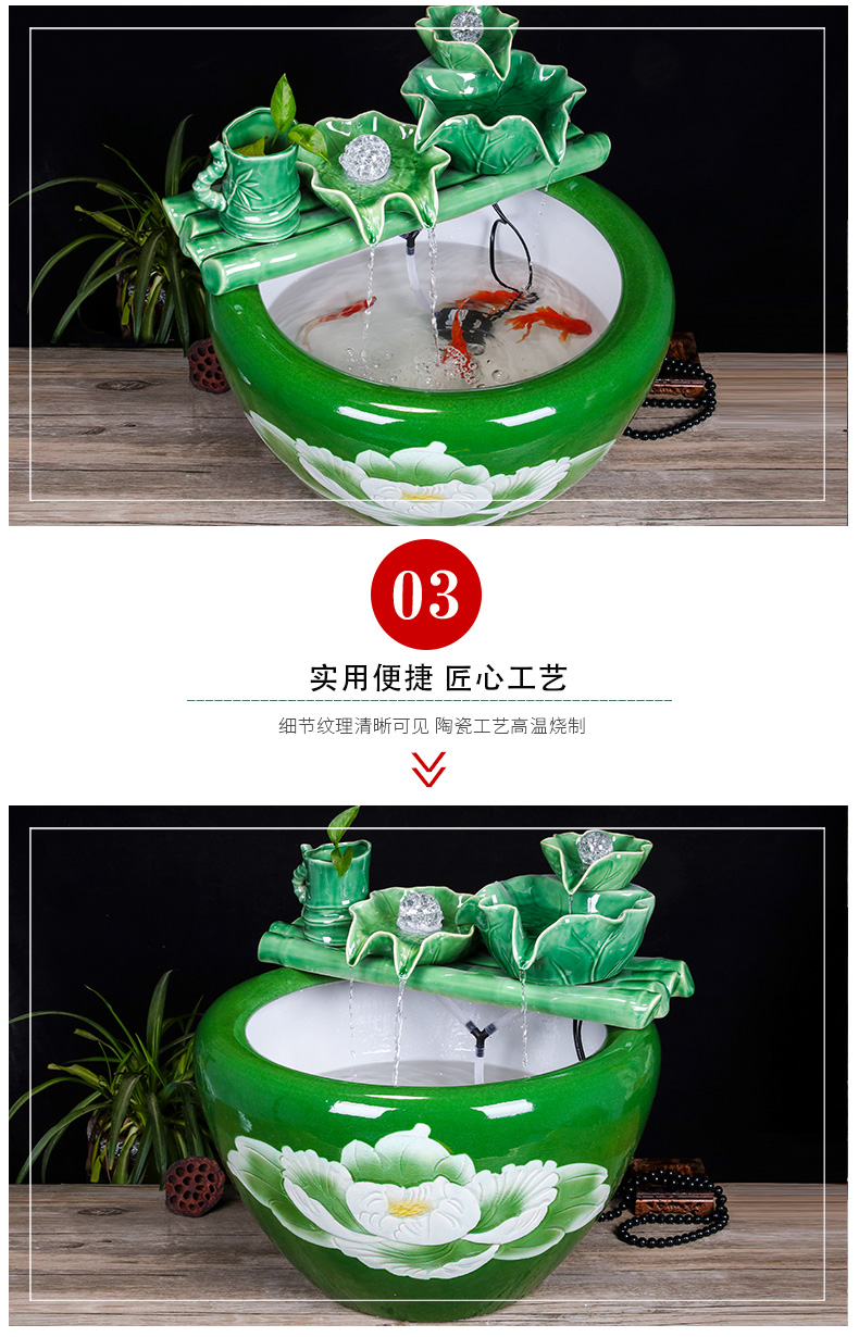 Jingdezhen ceramic household fish small sitting room aquarium water fountain creative household adornment water tank