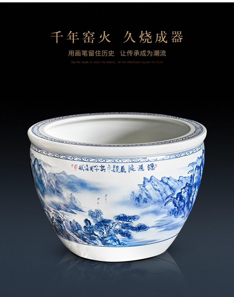Package mail jingdezhen ceramic aquarium 1 meter extra large goldfish bowl lotus basin big bowl lotus lotus cylinder cylinder cylinder tortoise