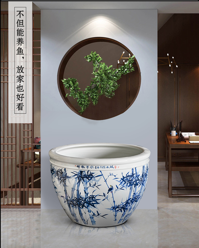 Heavy packages mailed jingdezhen ceramic aquarium raising goldfish bowl basin tortoise cylinder household adornment the lotus pond lily cylinder