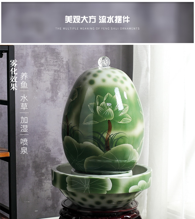 Jingdezhen ceramic fish small sitting room aquarium water fountain creative household humidifier water tank