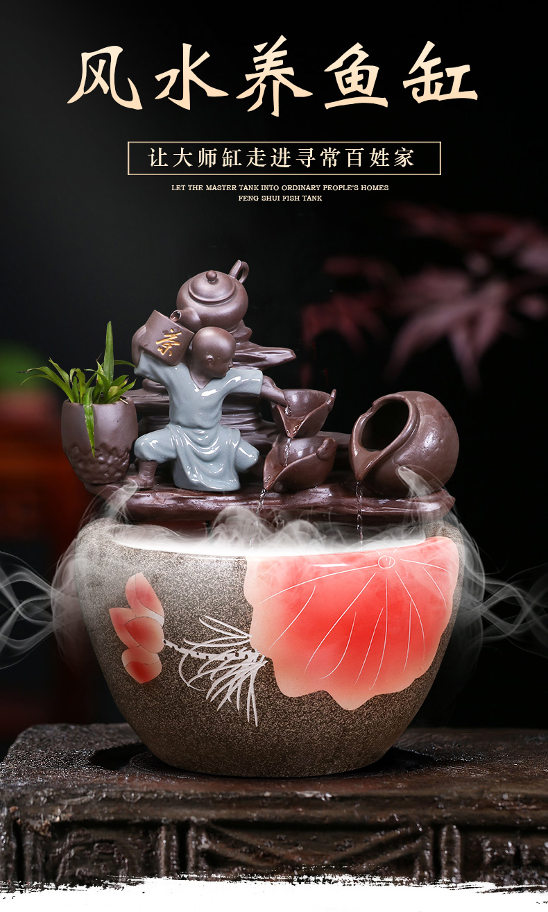 Jingdezhen ceramic aquarium small household adornment miniascape of furnishing articles desktop goldfish bowl office sitting room aquarium fish