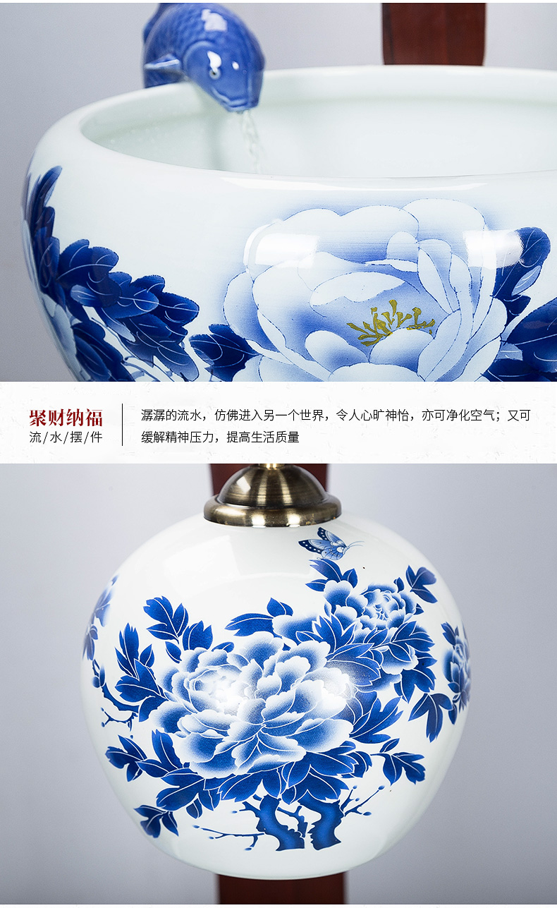 Jingdezhen ceramic aquarium filter water atomized humidifying oversized with lamp aquarium goldfish bowl sitting room place