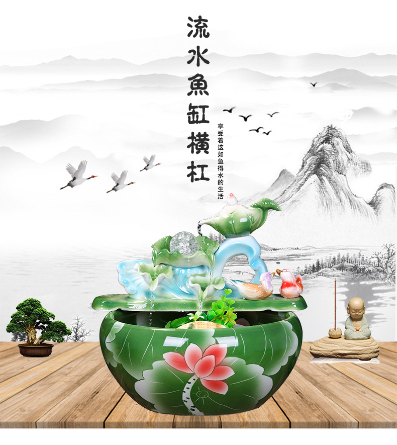 Jingdezhen ceramic aquarium creative household humidifier small fish water, water fountain place indoor