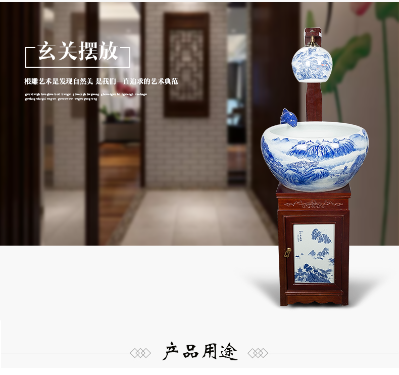 Jingdezhen ceramic aquarium home sitting room office feng shui furnishing articles filtering circulation of water fish home sitting room