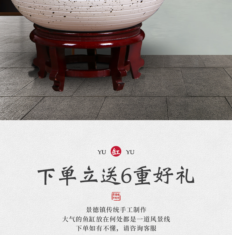Art spirit of jingdezhen ceramic aquarium home sitting room of small basin of water lily lotus cylinder cylinder tortoise fish bowl goldfish bowl