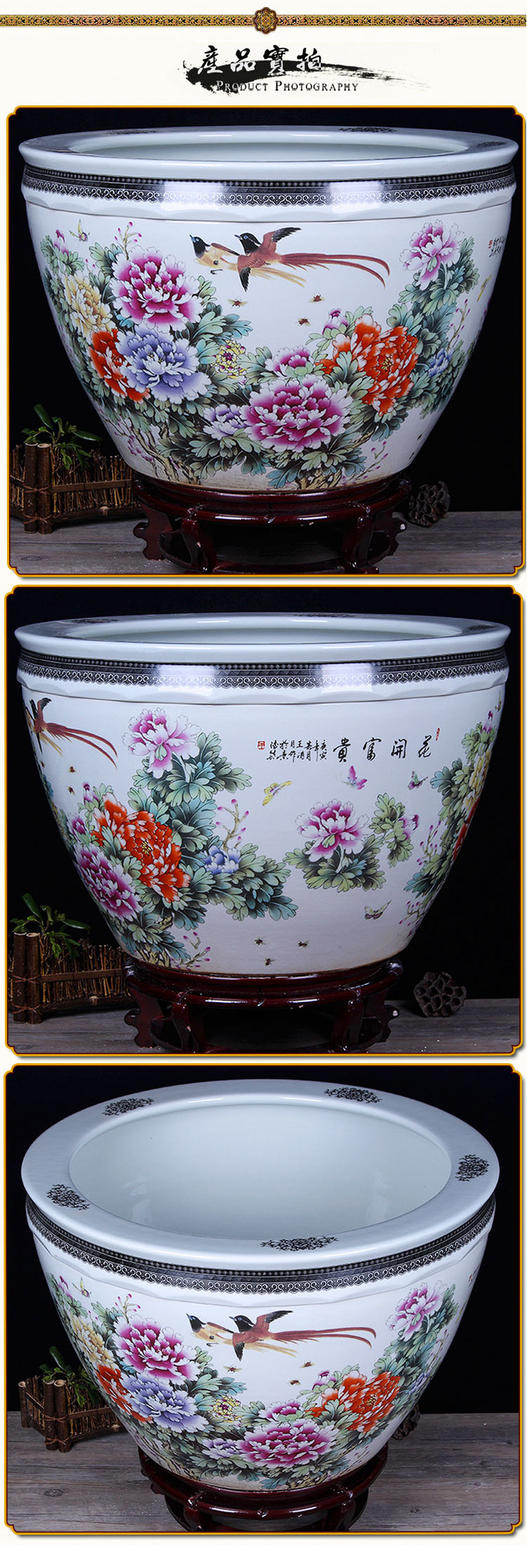 Jingdezhen ceramic aquarium pet gold fish tank water lily basin bowl lotus lotus cylinder cylinder tortoise GangPen sitting room place the flood water