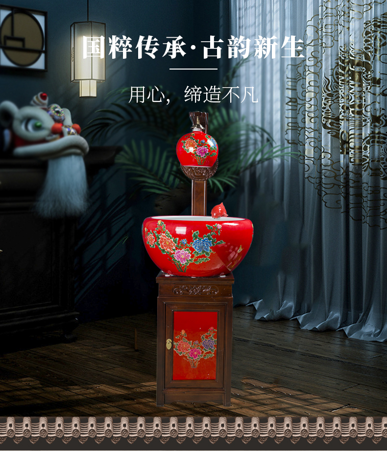 Art soul jingdezhen China red extra - large ceramic sitting room aquarium filter water circulating water goldfish bowl