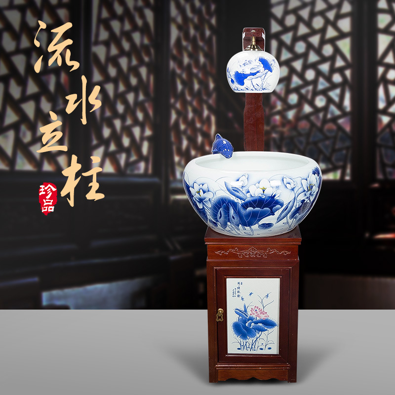 Jingdezhen ceramic aquarium filter water atomized humidifying oversized with lamp aquarium goldfish bowl sitting room place