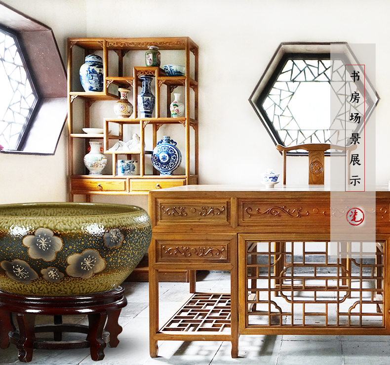 Jingdezhen ceramic aquarium small fish basin bowl lotus lotus lotus tortoise cylinder sitting room feng shui goldfish bowl