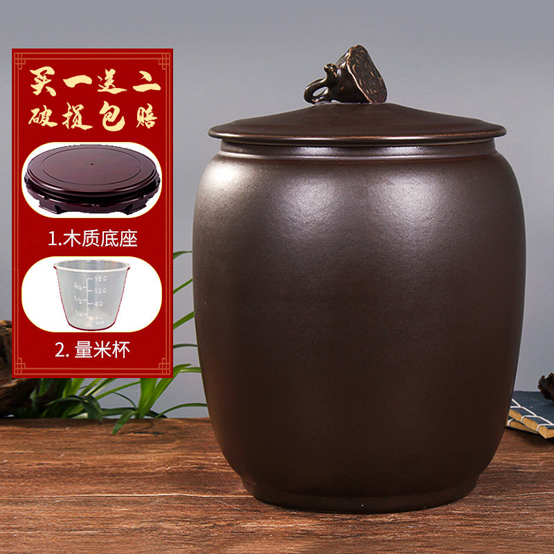 Jingdezhen household moisture-proof and insect-proof sealed ceramic rice cylinder rice barrel with lid storage box storage tank